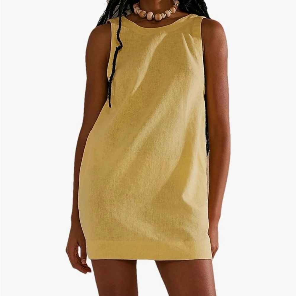 Yellow Sleeveless Shift Dress